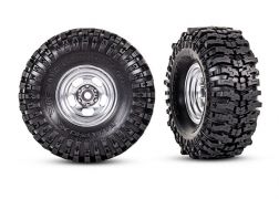 Traxxas Tires & Wheels, Assembled (1.0" Satin Chrome Wheels) – image 1