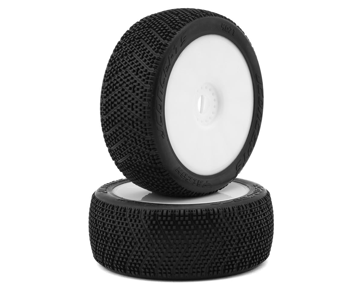 JConcepts Falcon Pre-Mounted 1/8th Buggy Tires (2) (White) (Green) – image 1