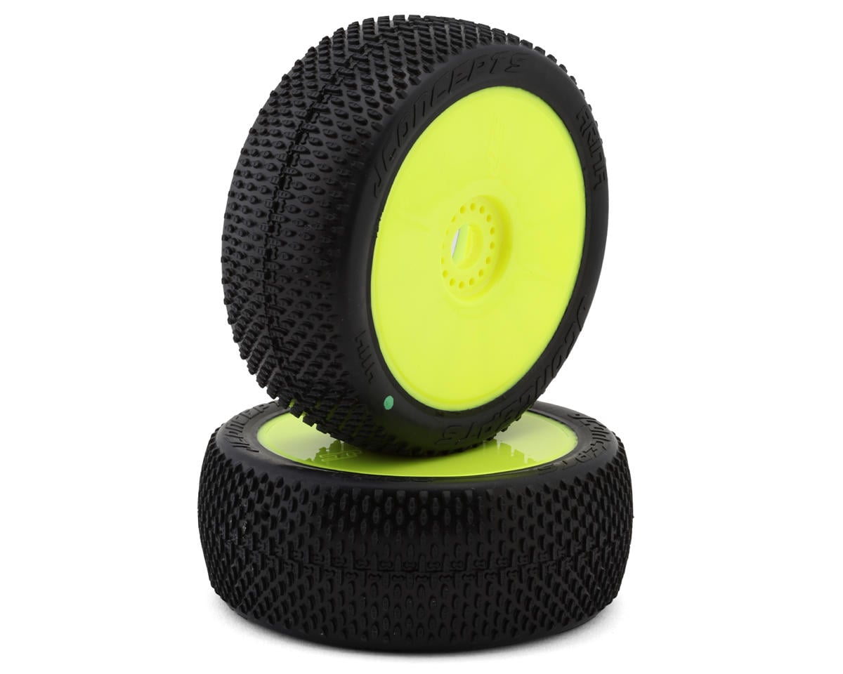 JConcepts Arina Pre-Mounted 1/8th Buggy Tires (Yellow) (2) (Green) – image 1