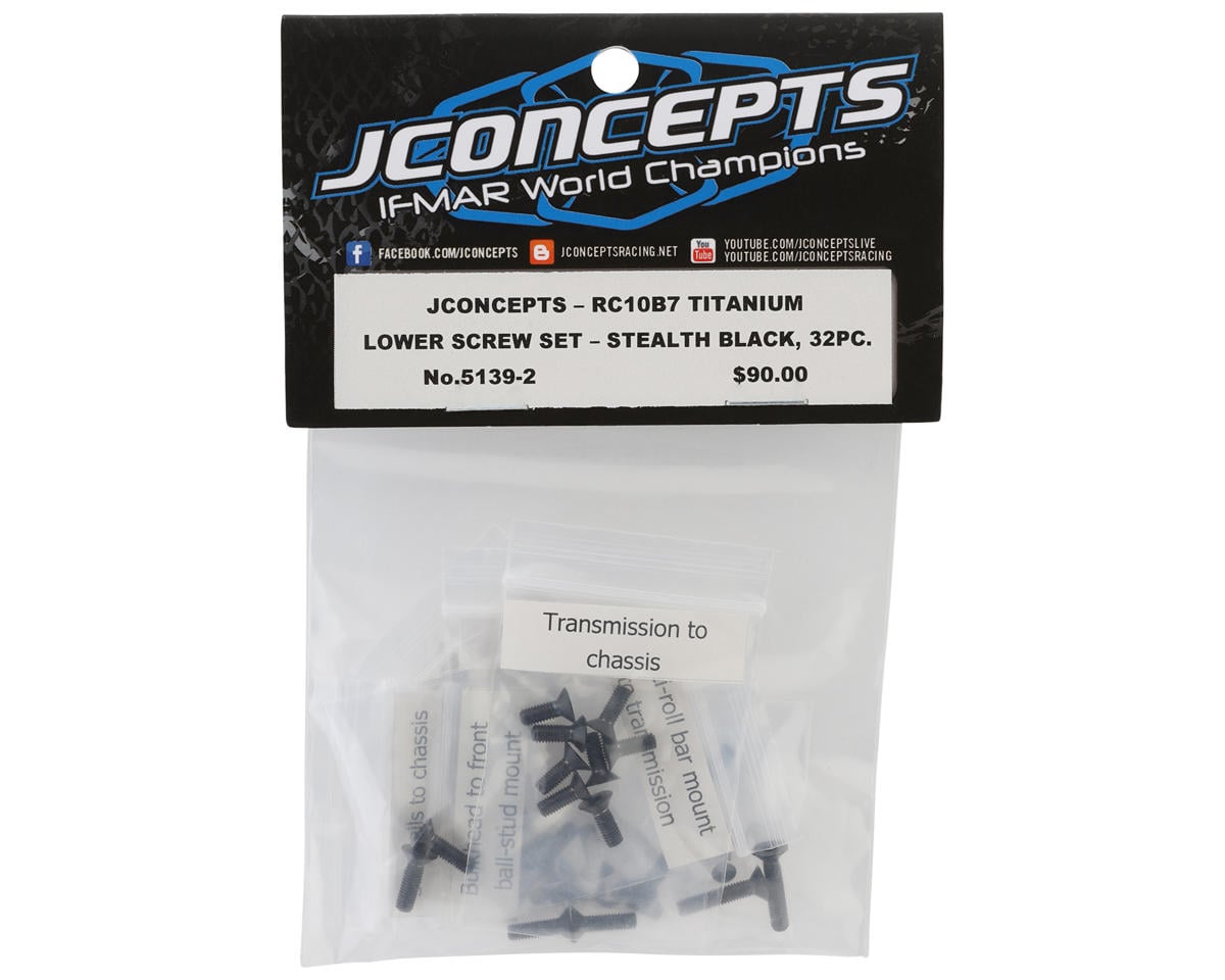 JConcepts RC10 B7/B7D Titanium Lower Screw Set (Black) (28) – image 1
