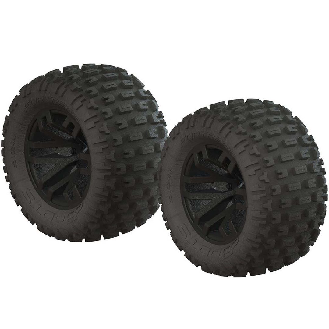 Arrma 'Fortress MT' Tire, 14mm Hex on Black Wheels, OD 5.0" (2) – image 1