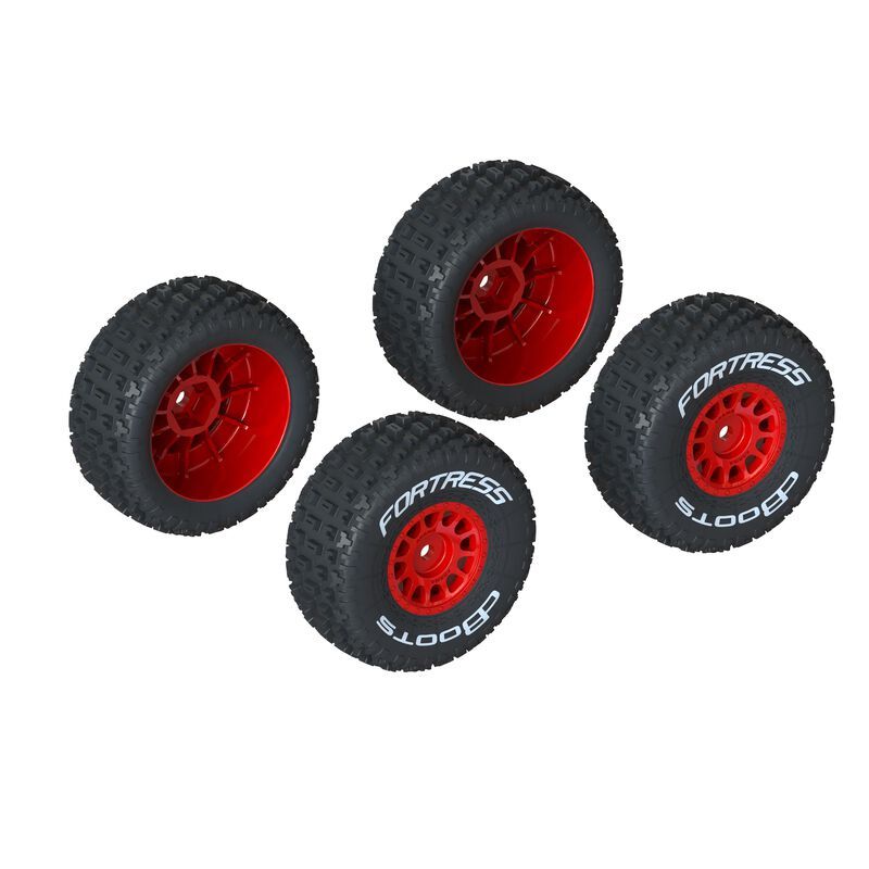 Arrma dBoots 'FORTRESS' Tire Set Glued (Red) (2 Pairs) – image 1