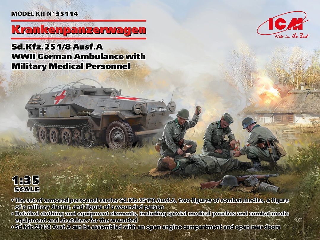 ICM 1/35 'Krankenpanzerwagen', WWII Ambulance w/ Personnel – image 1
