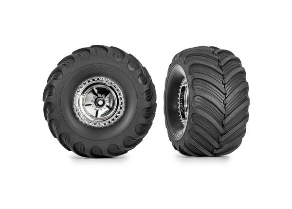 Traxxas Tires & wheels (chrome 1.2" , Terra 3.0x1.0" ) (2) – image 1